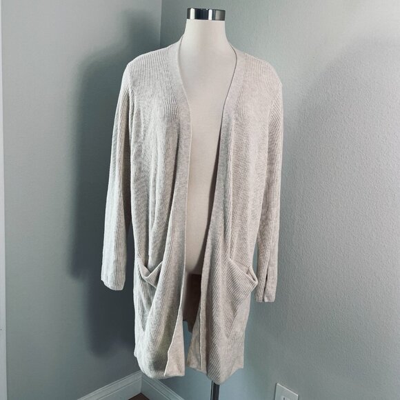 NEW Old Navy Womens XL Tan Open Knit Cardigan Sweater Pockets Mid Length - Picture 1 of 11